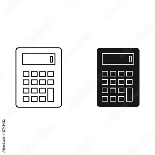 Simple outline and solid black calculator icons for digital use