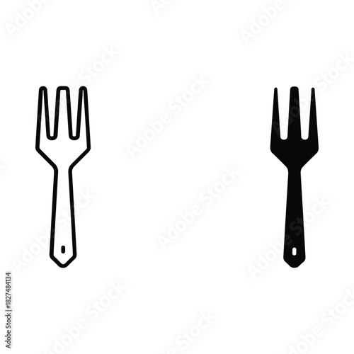 Outline and silhouette of a simple four tined fork
