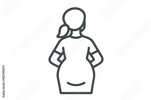 Minimalist outline drawing of a pregnant woman standing with hands on her hips