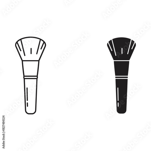 Set of two makeup brushes one outline and one solid black silhouette