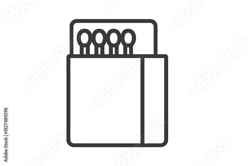 Simple outline style icon showing an open matchbox containing several matches