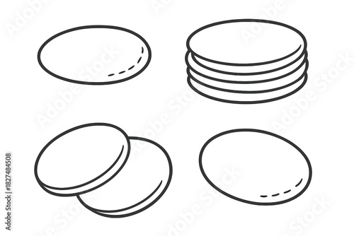 Simple outline icons representing stacked and individual oval coins for financial concepts