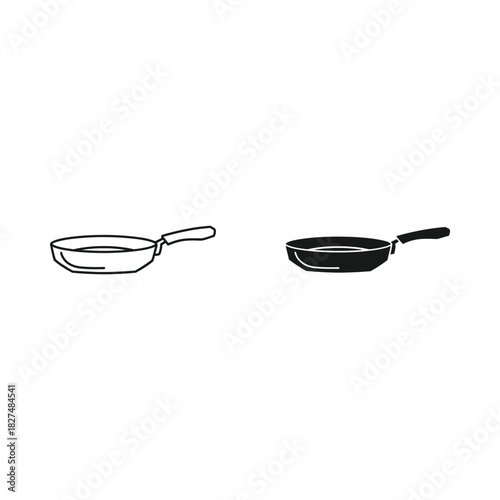 Simple outline and silhouette of a frying pan