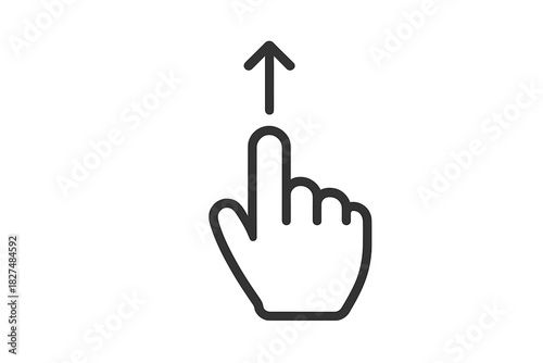Upward swipe hand gesture icon for touchscreen interface navigation