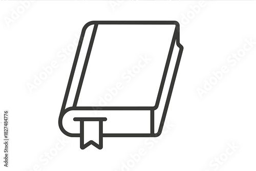 Minimalist outline symbol of a closed hardcover book with a ribbon bookmark