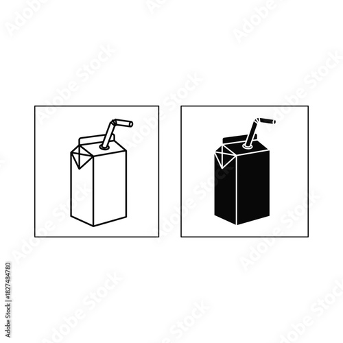 Juice box icon outline and solid fill vector illustration