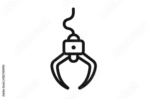 Simple line icon depicting a mechanical claw grabber from an arcade game
