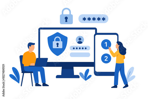 Secure login with two-factor authentication and data protection on desktop and mobile