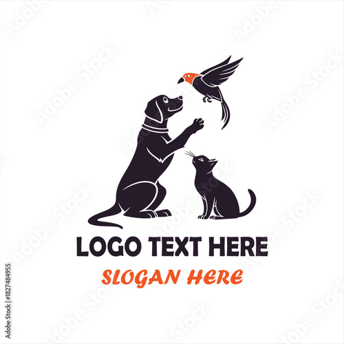 Dog Cat and Bird Pet Care Logo Vector for Veterinary Clinic, Animal Hospital and Pet Shop Branding