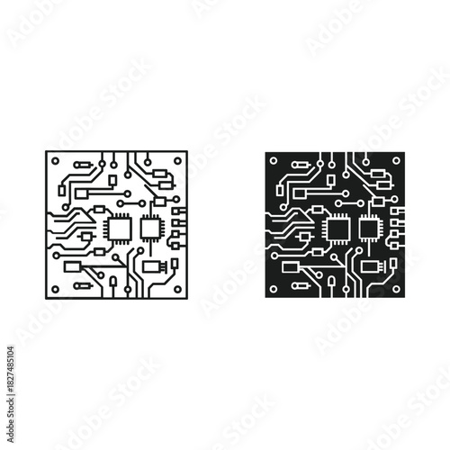 Two contrasting circuit board designs showing electronic components and pathways