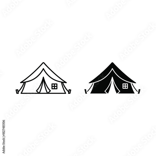 Two hand drawn style camping tent illustrations side by side