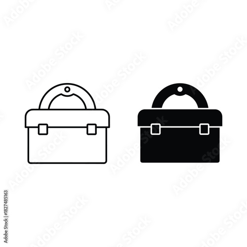 Simple outline and solid black icon of a toolbox