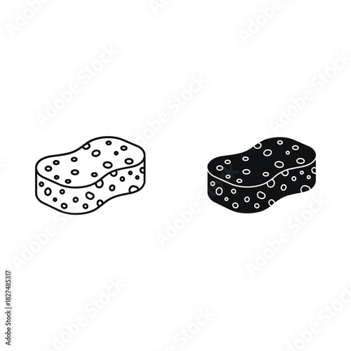Set of two cleaning sponges one outline one solid black silhouette