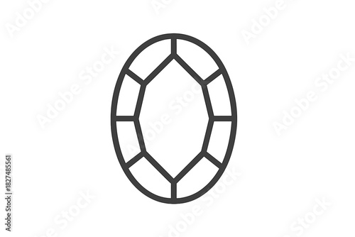 Minimalist faceted oval gemstone design element for jewelry and luxury graphics