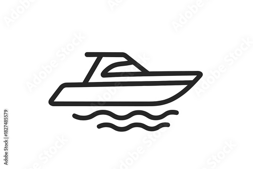 Recreational speed boat or motorboat vessel cruising across the wavy water surface