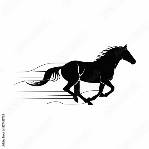Silhouette of a Galloping Horse with Motion Lines.