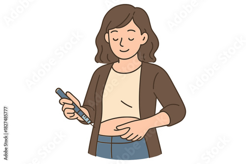 Young woman self-administering insulin injection for diabetes management