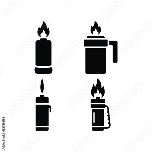 Torch Lighter Tool Silhouette Vector Set