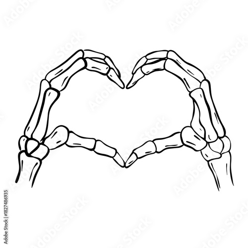 Skeleton Hands Heart Gesture Illustration