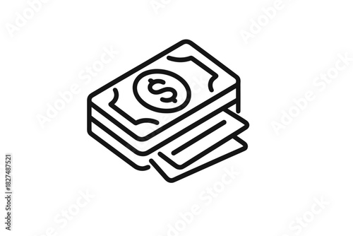Stack of cash currency banknotes with a prominent dollar symbol for financial transactions