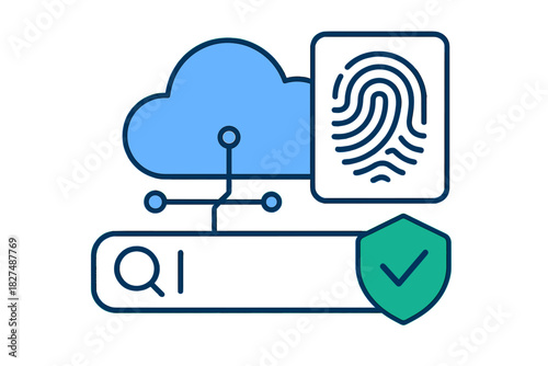 Cloud security system with biometric fingerprint identification and protected data verification