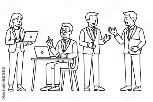 Group of business professionals collaborating and communicating during a corporate meeting