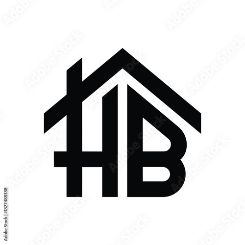 Real Estate House Logo with HB Initials - Property Vector Design