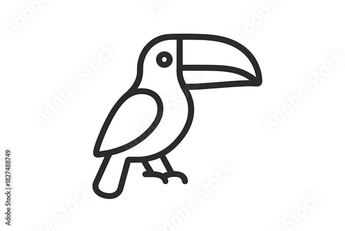 Minimalist line art tropical toucan bird with a large characteristic beak