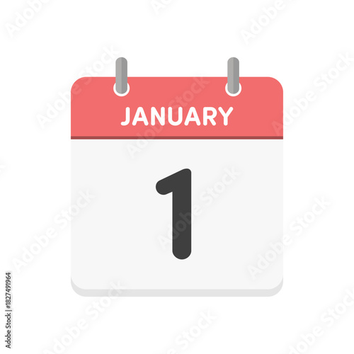 1月1日･JANUARY 1の日めくりカレンダーのアイコン - 1/1の日付入り英語の暦
