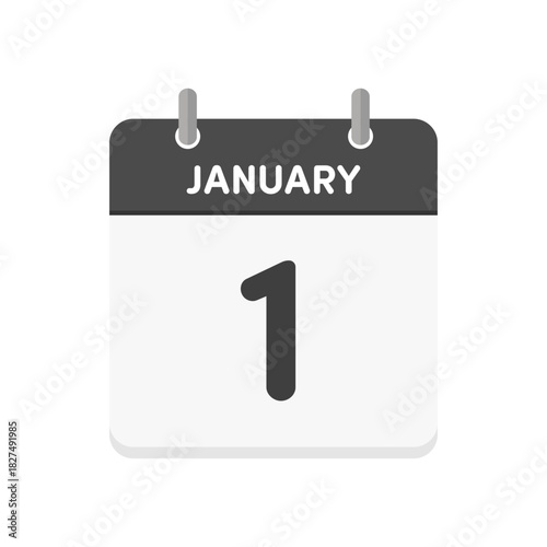 1月1日･JANUARY 1の日めくりカレンダーのアイコン - 1/1の日付入り英語の暦