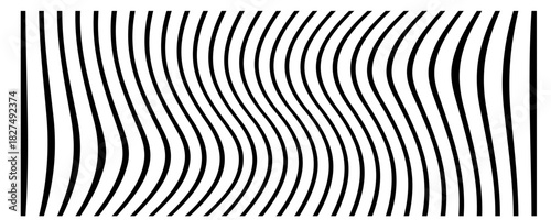 Black line wave pattern. Optical illusion stripe background, abstract geometric wavy texture