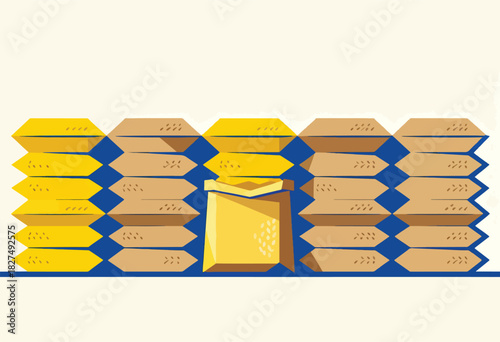 An illustration shows a bag of seeds and containers stacked in a geometric arrangement
