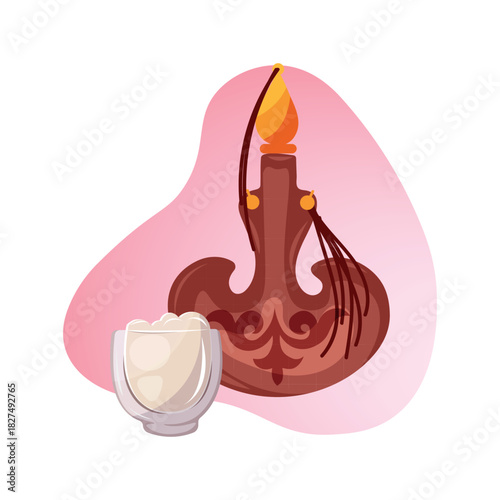 kazakh traditional horse milk kymyz in traditional nomadic dish torsyk