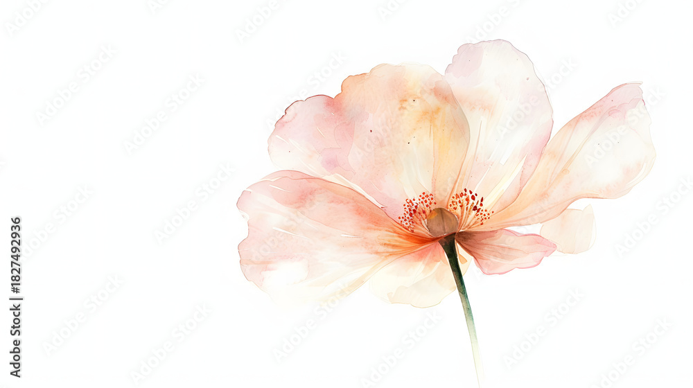 Fototapeta premium minimal watercolor single wildflower