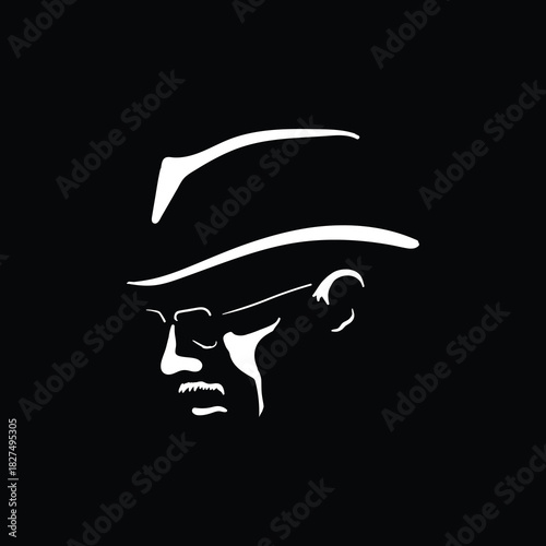 Old Senior Father Man Male with Fedora Trilby Hat Cap and Eyeglass Illustration Design