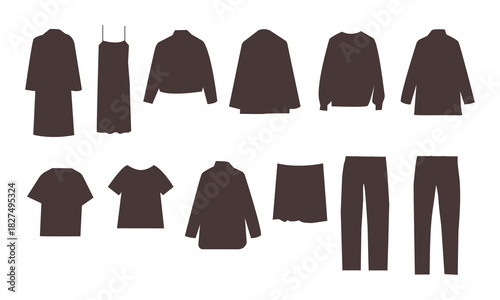 Fashion clothes Icon or Silhouette Clothes Isolated on white background. Modern Flat Simple Style for fashion cards , web social media design .