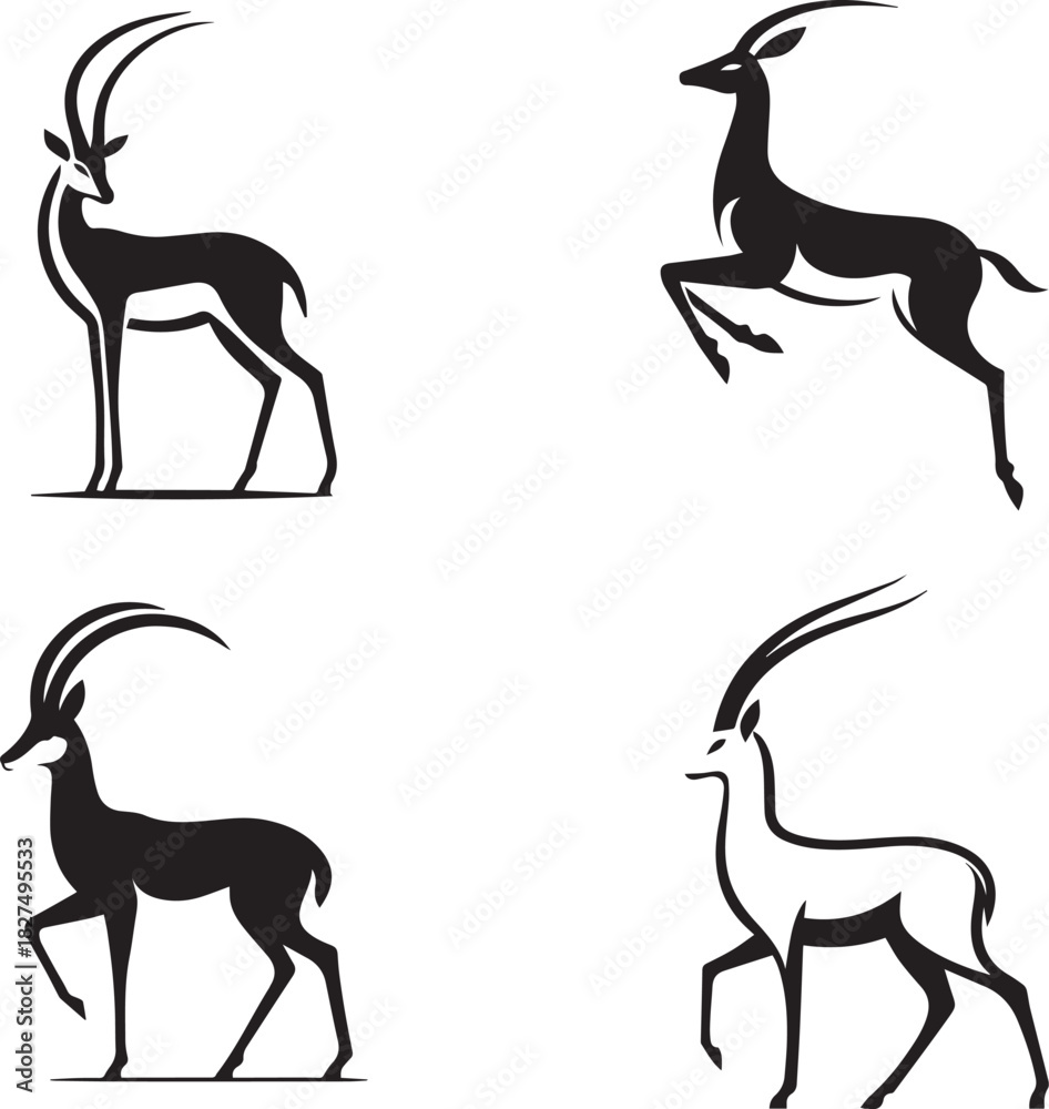 Obraz premium Deer & Antelope Silhouette Pack