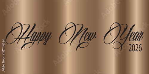 Happy New Year 2026 design vector. Slightly shiny chrome gradient concept, Trendy and unique 2026 new year logo design template. Vector illustration