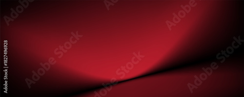 Red studio background. Abstract limbo podium studio room. Dark red gradient wall floor and spotlight scene. Showcase, promotion display. Vector stage mockup illustration