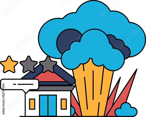 A building with a star on it and a building with a star on it