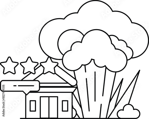 A building with a star on it and a building with a star on it