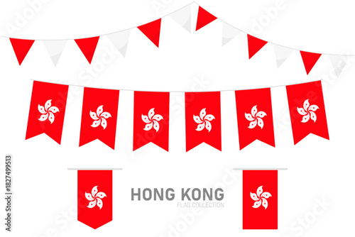 Hong Kong national flag collection, Flag garlands festive bunting triangle banners and hanging flag