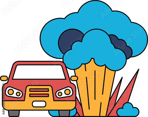 A car is shown with smoke coming out of it