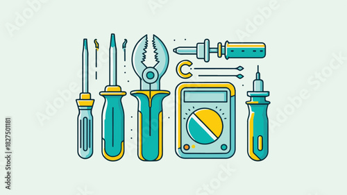 illustration of electrical equipment with clear and beautiful lineart