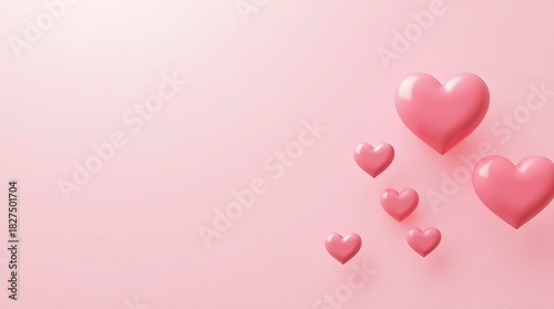Valentine and Love Theme Backgrounds, floating pink hearts with smooth gradient pastel background