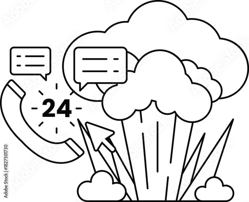 A black and white drawing of a phone with the number 24 on it