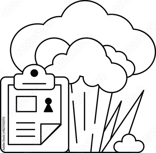 A clipboard with a picture of a person on it and a bunch of broccoli