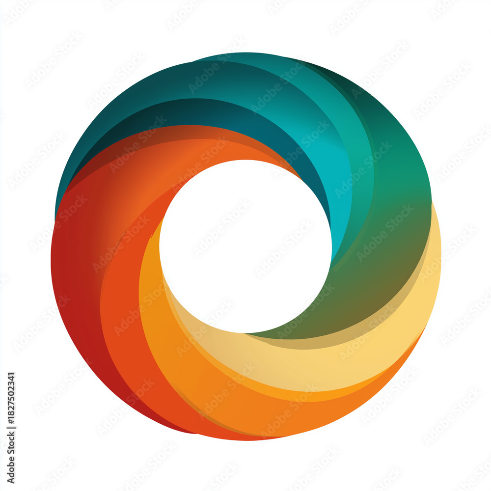 Obraz premium 鮮やかなグラデーション、立体感のあるデザインの丸型アイコン素材、カラフル、ビジネス、テクノロジー、未来感、メタバース、ブランディング向けロゴ風イラスト