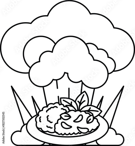 A white background with a large cloud