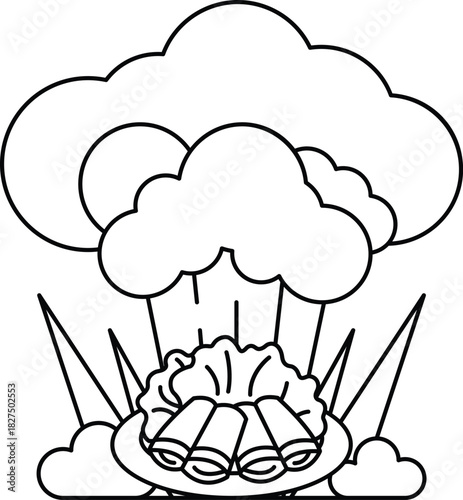 A white background with a cloud and a plate of food